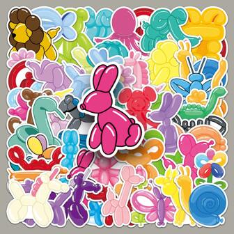 50pcs Animal Balloon Cartoon Style Stickers, Cartoon Graffiti Decoration Stickers For Laptop Water Bottle Luggage Helmet Skateboard Stationery Motorcycle, Teenager Stuff, Classroom Decor Art Supplies Back To School