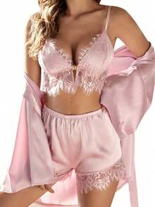 Conjuntos de Mujer y Vestidos Casuales para Dama Elegantes y Sensuales Albornoces de Encaje Pijamas de Satén para San Valentín y Ocasiones Especiales Faldas de Mujer y Vestidos para una Seductora Elegancia - Rosa - Ver 6