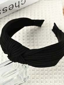 Boho Fluorescent Fabric Knot Design Headband For Women, Korean Style Sweet Hair Accessory Pink Accessories