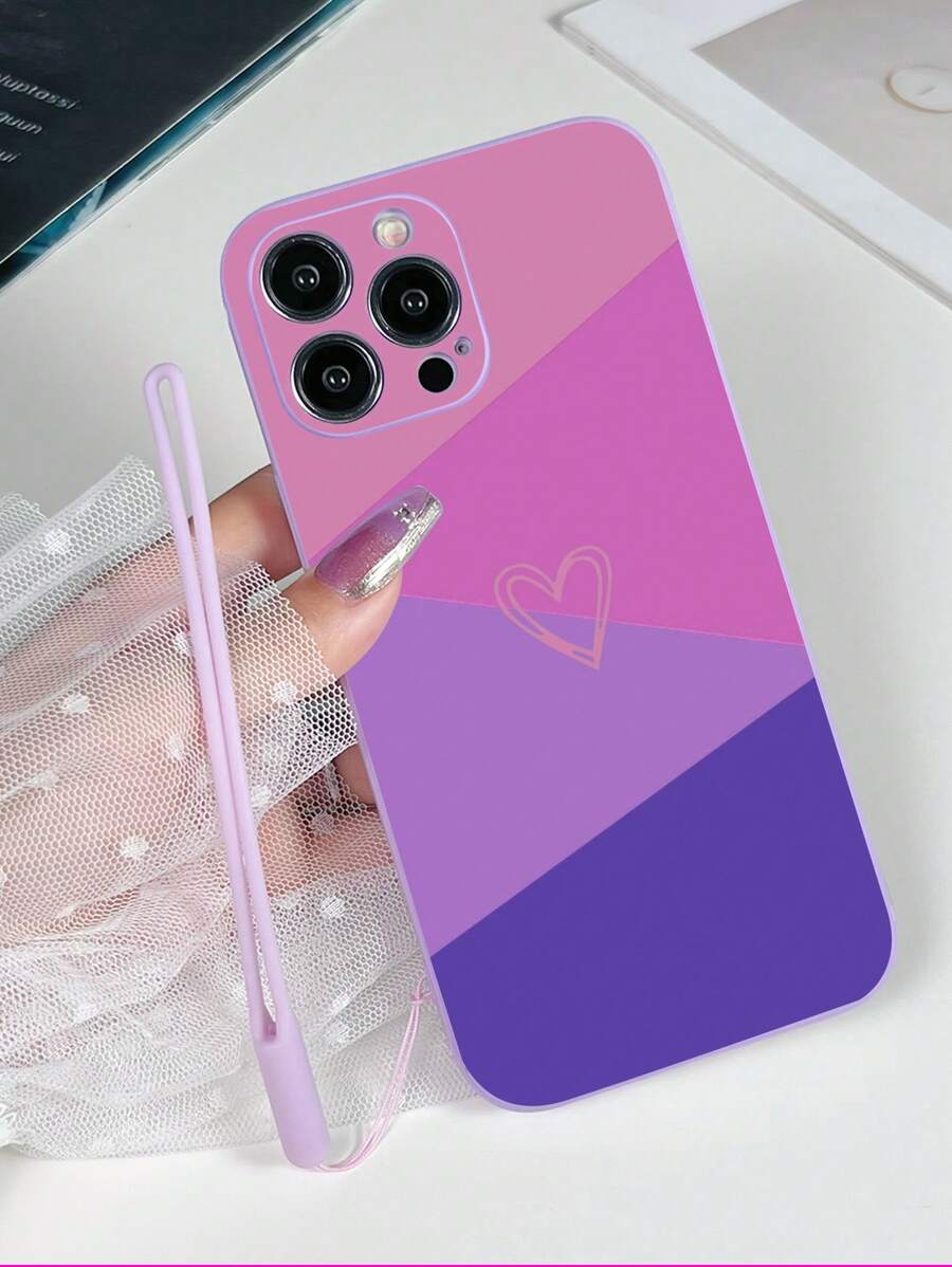 1个紫色TPU心形防摔手机壳和1条紫色TPU挂绳，兼容智能手机壳/配套手机壳/腕带手机壳/腕带支架手机壳/趣味手机壳/安卓手机壳/手机壳/手机壳/兼容手机壳/兼容 17 Pro Max/A14/A54/A52/A31 4G/A23/兼容Note 8 Pro/兼容Note 11 Pro 4G/兼容Note 12 4G/兼容A54，国际版，非国内版 - 紫色 - 查看 1