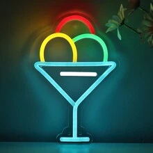 1pc 5V USB Cheers Double Beer Cup Shape Ice Cream In Glass Hurricane Cocktail Juice Glass LED Neon Sign For Pub BAR Party Milk Tea Beverage Dessert Cold Drink Shop Home Summer Playground Sandbeach GYM Store Studio Gallery Salloon KTV Decoration