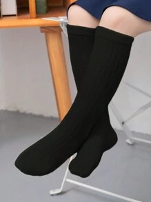 1 Pair Of Children's Drawstring Color Four Seasons Comfortable Breathable Student Tube Leg Socks