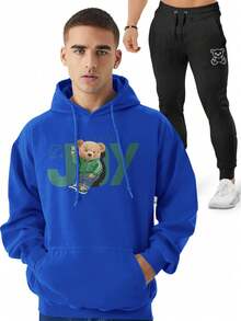 Men Hoodie & Sweatshirt Co-Ords - 寶藍色 - 查看 1