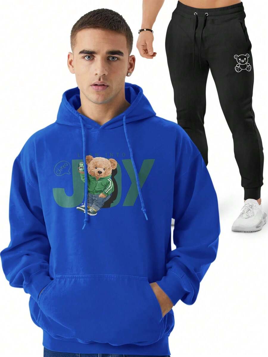 Men Hoodie & Sweatshirt Co-Ords - 寶藍色 - 查看 1