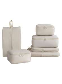 6 件套旅行压缩打包立方体套装，行李收纳袋，适用于衣服、洗漱用品、数码设备、波西米亚风 - 多色 - 查看 8