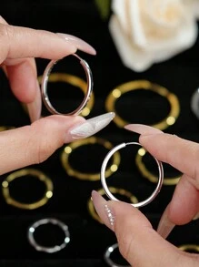 2pcs/Set Premium S925 Sterling Silver Hoop Earrings For Women, Minimalist Design Elegant Earring Studs Jewelry Gifts