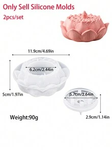 蓮花熏香器矽膠模具，DIY花形石膏樹脂儲物盒模具，蠟燭罐工藝製作，家居裝飾 - 白色 - 查看 10