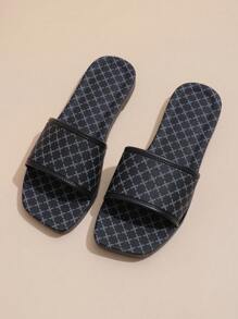 happy slides 2024年夏季新款女士平底拖鞋，防滑休閒涼鞋