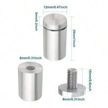 30 Pcs De Chapetones De 12 X 25 Mm Para Montaje De Herrajes,Montaje De Acero Inoxidable, Soportes De Pared Para Carteles De Tienda De Tornillos, Accesorios De Fijación Para Uñas, Color Blanco - Plateado - Ver 9