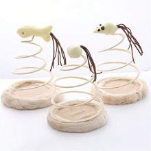 猫/狗爱好者礼物和狗/猫妈妈爱宠物玩盘毛绒弹簧盘球鱼老鼠逗猫玩具，适合猫爱好者和猫妈妈 - 彩色 - 查看 5