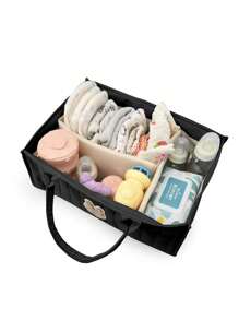 1pc Multi-Functional Diaper Storage Bag For Mother And Baby, Large Capacity Foldable Diaper Bag For Outdoor Use, All Seasons - Black - View 3