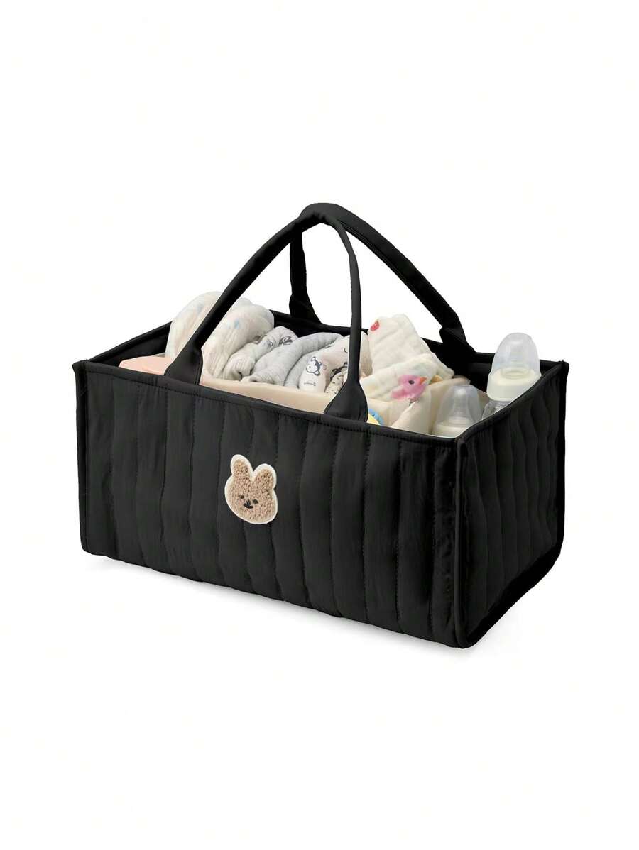 1pc Multi-Functional Diaper Storage Bag For Mother And Baby, Large Capacity Foldable Diaper Bag For Outdoor Use, All Seasons - Black - View 1