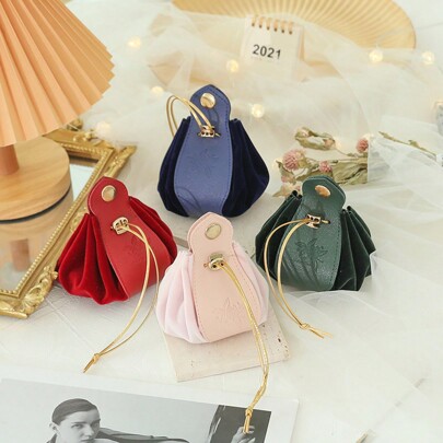 Velvet Gift Packaging Bag Leather Handle Wedding Candy Bag Drawstring High-End Souvenir Favors Bag For Marriage