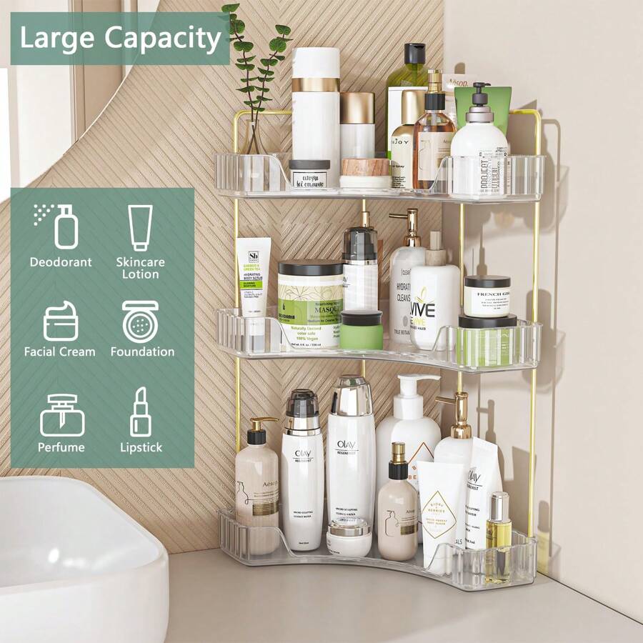 Corner Shelf Multifunctional Bathroom Cosmetic Desktop Storage Tray