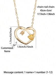 Collar grabado y personalizado con piedra en forma de corazón para cumpleaños con diseño de regalo para el Día del Padre, Día de la Madre, Día de San Valentín y aniversarios de cumpleaños, graduación, Navidad y como regalo de alta gama para amigos, compañeros de clase y familiares