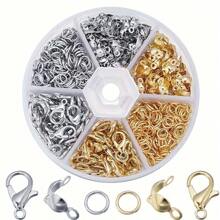 450入組6格盒龍蝦扣，單圈鉗DIY串珠工具套裝，珠寶製作套件