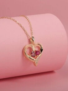 Collar grabado y personalizado con piedra en forma de corazón para cumpleaños con diseño de regalo para el Día del Padre, Día de la Madre, Día de San Valentín y aniversarios de cumpleaños, graduación, Navidad y como regalo de alta gama para amigos, compañeros de clase y familiares