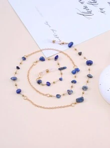 Cute 1pc Natural Stone & Alloy Chain Sunglasses Strap, Fashionable Non-Slip Adjustable Eyeglasses Holder For Women Glasses Accessories For Women - Multicolor - View 6