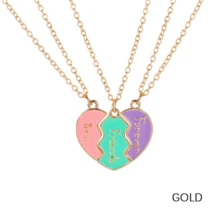 Set de collar de amistad de 3 piezas con colgante Set de corazón para mejores amigas - collar de mejor amigo - Ver 10
