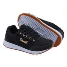 Kit 2 Pairs Women's Tennis Shoes Training Gym Walking Running Casual Comfortable Sporty Lightweight - 黑灰色 - 查看 2
