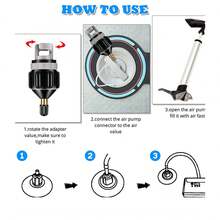 Inflatable Boat Pump Adaptor, Conversion Air Nozzle For Surfboard, Kayak, Fishing Boat, Paddle Board Accessories - Black - View 4