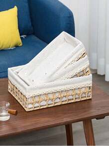 Stackable Storage Boxes: Storage Baskets, Desktop Closets, Toy Storage 3 Sizes, Paper Rope Storage Baskets, Containers For Shelves, Cabinets And Drawers Stackable And Versatile Shelf Baskets Are Perfect For Sorting Books, Keys, Towels, Toilet Paper, Underwear,, Makeup, Socks, Ties, And Scarf Accessories. - Multicolor - View 6