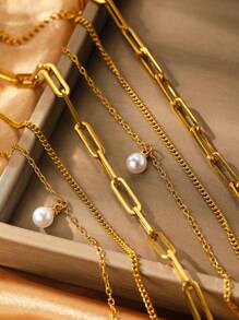 1 Vòng tay chuỗi nhiều lớp bằng thép không gỉ dành cho nữ, phụ kiện thanh lịch và cao cấp thích hợp để đeo hàng ngày - Bộ trang sức - Xem 3