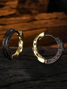 1 par de pendientes únicos con colgante de nariz de cerdo en diseño de color block, de diseño minimalista y de moda - pendientes - Ver 1