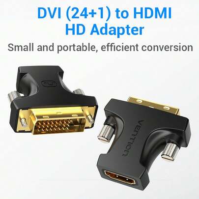 VENTION 母头转 DVI 公头适配器双向 DVI-D 端口转换器 24+1，用于显示器、投影仪、台式电脑、笔记本电脑、电视、PS4 和其他电子设备