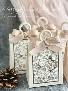 10入組/袋復古法式婚禮糖果盒手提禮物包帶歐式輕奢婚禮周年慶糖果袋巧克力禮品盒 - 送給新娘的生日派對禮物袋 - 白色 - 查看 16