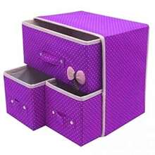 Cajas de almacenamiento Cubos de almacenamiento plegables Cajoneras plegables Armario de tela Organizador de almacenamiento para ropa interior 2 capas 3 cajones Cajón de almacenamiento plegable - Multicolor - Ver 2