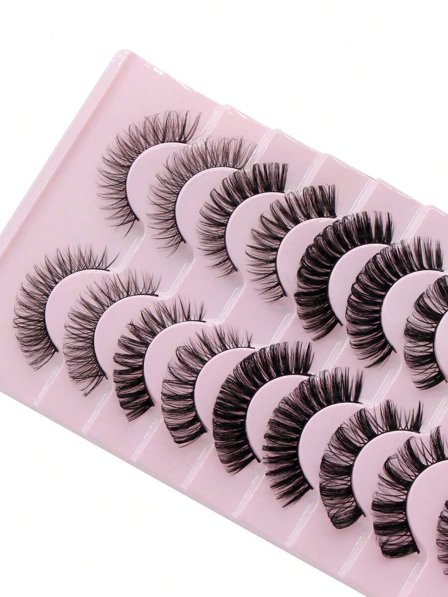 10 Pairs Mixed Style DD Curl Thick False Eyelashes For Sexy And Dense Look, Suitable For Parties