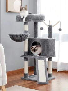 PAWZ Road Cat Tree, Multi-Level Cat Tower For Indoor Cats, Cat Climbing Tree With Sisal Wrapped Scratching Posts, Deep Hammock And Interactive Cat Toys - Grey - View 3