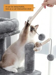 PAWZ Road Cat Tree, Multi-Level Cat Tower For Indoor Cats, Cat Climbing Tree With Sisal Wrapped Scratching Posts, Deep Hammock And Interactive Cat Toys - Grey - View 6