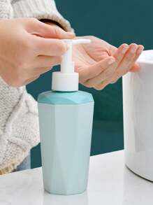 4pcs/Set Geometric Textured Bathroom Accessory Set With Lotion Dispenser, Rinse Cup, Toothbrush Holder And Soap Dish - Refillable Containers, For Bathroom And Kitchen Decoration - Pink - View 7