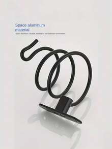 1入組黑色太空鋁吹風機架，壁掛式擊穿拼裝，強力承載不易掉落，適用於衛生間、浴室、臥室等，吹風機托架、吹風機收納架 - 黑色 - 查看 3