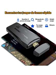 Game Stick Lite Con 20 Mil Juegos Consola De Videojuegos Retro V8 Con Tarjeta De Memoria De 64gb, Consola De Juegos Inalámbrica Con Joystick Dual De Alta Definición 4k HDTV - Negro - Ver 5