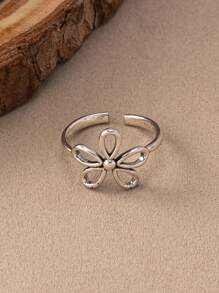 1pc Vintage Bohemian Style Petite Rose Flower Cutout Sunflower Open Ring Adjustable Size Valentines,Mom,Mother,Mother's Day,Gift