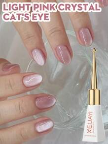 XEIJAYI 1pc 10ml Crystal Cat Eye Magnetic Gel Nail Polish, Glitter Shiny Transparent Light Pink Gel Nail Polish Soak Off UV LED UV Gel Varnish Nail Art Design - Baby Pink - View 3