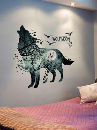 mama look 1入組/2入組模擬動物豹/狼壁貼，自粘式可拆式藝術貼紙，適用於客廳/門廳/臥室裝飾