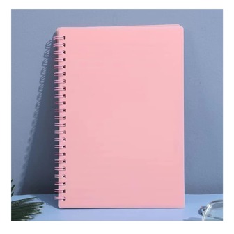 1 pieza Cuaderno espiral, A5, cubierta dura de plástico grueso, rayado de 8 mm, 3 colores, 58 hojas para estudio y toma de notas (rosa, A5 5.7" X 8.3")