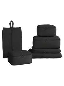 6 件套旅行压缩打包立方体套装，行李收纳袋，适用于衣服、洗漱用品、数码设备、波西米亚风 - 多色 - 查看 16