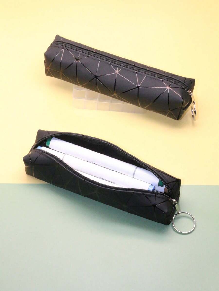 1pc Geometric Pattern Pencil Case Back To School, Back To School, School Supplies, Pencil Pouch, School Bag,Stationery