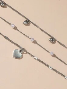 1/3 Mặt dây chuyền nhiều lớp hình mặt trăng, mặt trời, ngôi sao và trái tim thời trang nhiều màu Bộ vòng chân nhiều lớp dành cho phụ nữ mặc khi đi biển, đi nghỉ, dự tiệc. Thích hợp để mặc hàng ngày. Món quà tuyệt vời cho bạn bè và người yêu. - Nhiều màu - Xem 4