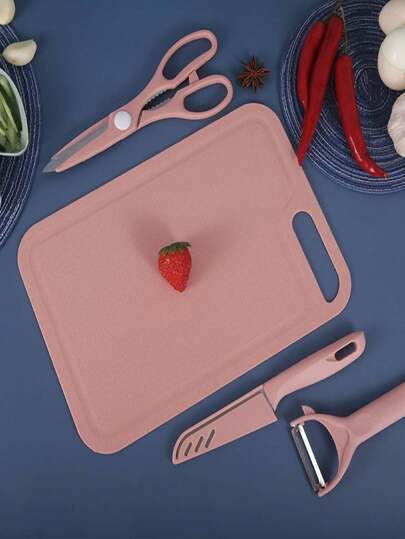 4pcs PP Chopping Block, Minimalist Plain Cutting Board For Kitchen