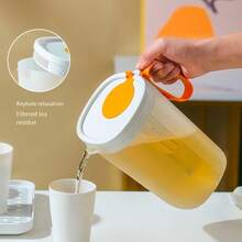 1pc Plastic Refrigerator Cold Water Bottle For Fruit Tea, Household High Temperature Resistant Large Capacity Tea Infuser Cup, Summer - White - View 5