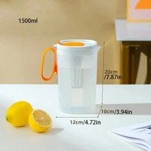 1pc Plastic Refrigerator Cold Water Bottle For Fruit Tea, Household High Temperature Resistant Large Capacity Tea Infuser Cup, Summer - White - View 2
