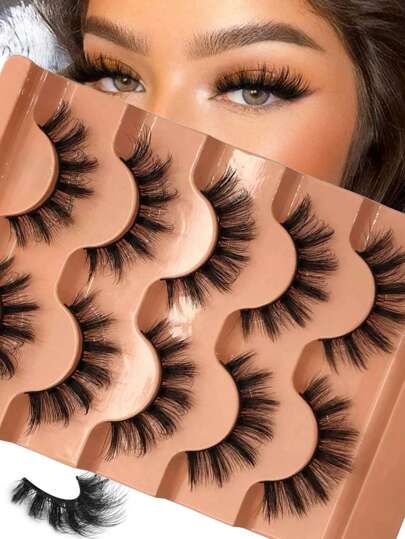 5pairs Separated False Eyelashes, For Women Mom Wife Sister Teen Girl Friend, For Party Club Strip Lashes, Lashes, Eyelashes, Fake Lashes