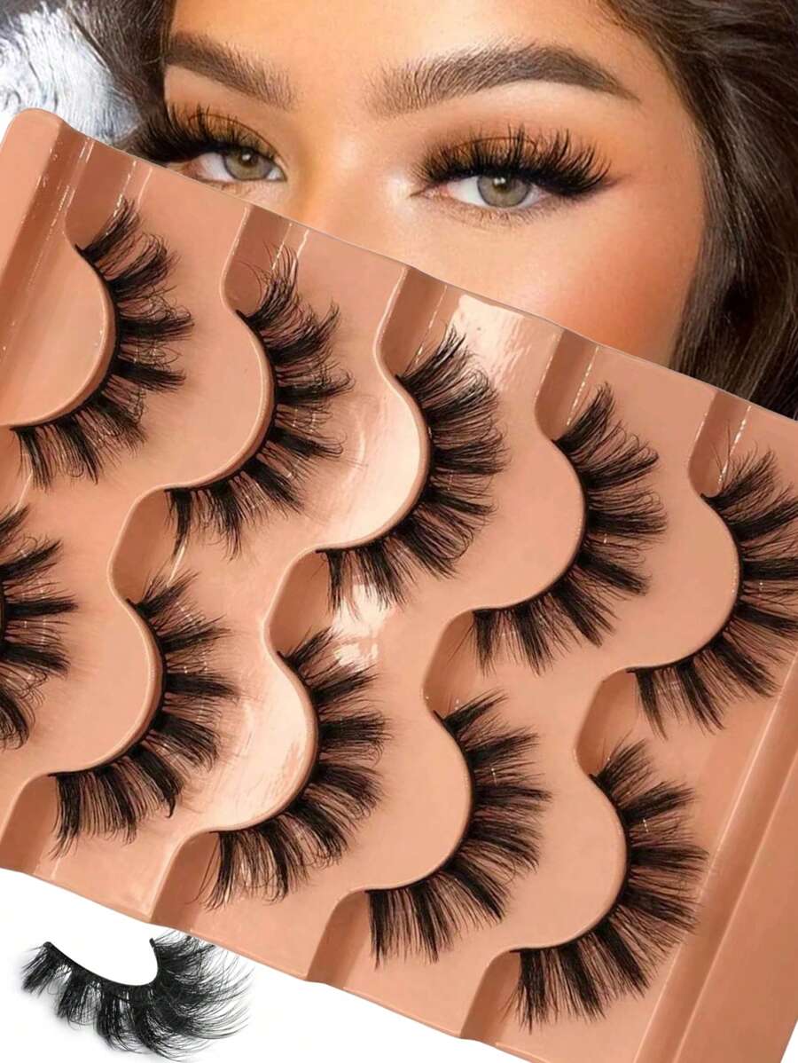 5pairs Separated False Eyelashes, For Women Mom Wife Sister Teen Girl Friend, For Party Club Strip Lashes, Lashes, Eyelashes, Fake Lashes