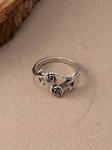 1pc Vintage Bohemian Style Petite Rose Flower Cutout Sunflower Open Ring Adjustable Size Valentines,Mom,Mother,Mother's Day,Gift